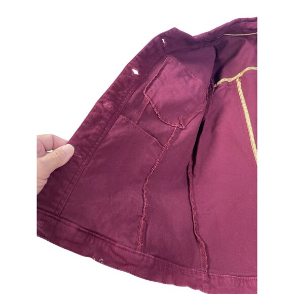 Denim Co. Womens Red Embroidered Gold Buttons Denim Jacket Size S SKU 9458 - Picture 13 of 16